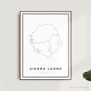 Sierra Leone Map Print, Sierra Leone Street Map Poster, Africa, Modern Minimalist Map, Office Wall Art, Housewarming Birthday Gift | MW531