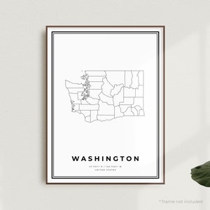 Impression de carte de Washington, affiche de carte des rues de Washington, États-Unis, carte minimaliste moderne, art mural de bureau, cadeau d'anniversaire de pendaison de crémaillère | MU563