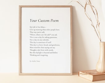 Custom Poem Print, Custom Song Lyrics Print, Personalized Poem, Personalized Song Lyrics, Poem Print Gift, Song Lyrics Print Gift | CU16