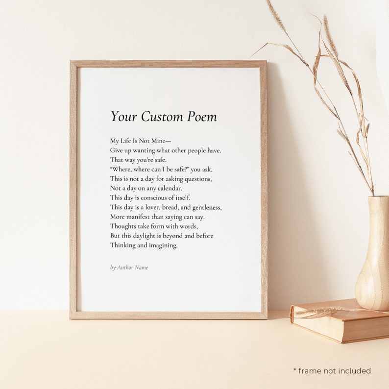 Custom Poem Print, Custom Song Lyrics Print, Personalized Poem, Personalized Song Lyrics, Poem Print Gift, Song Lyrics Print Gift CU16 image 1