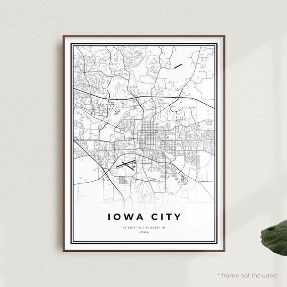 Iowa City Map Print Iowa City Street Map Poster Iowa Modern | Etsy