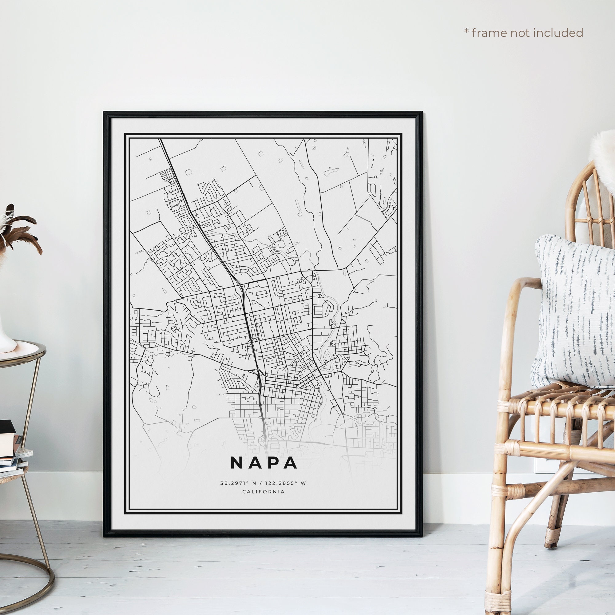 Napa Map Print Napa Street Map Poster California Modern | Etsy