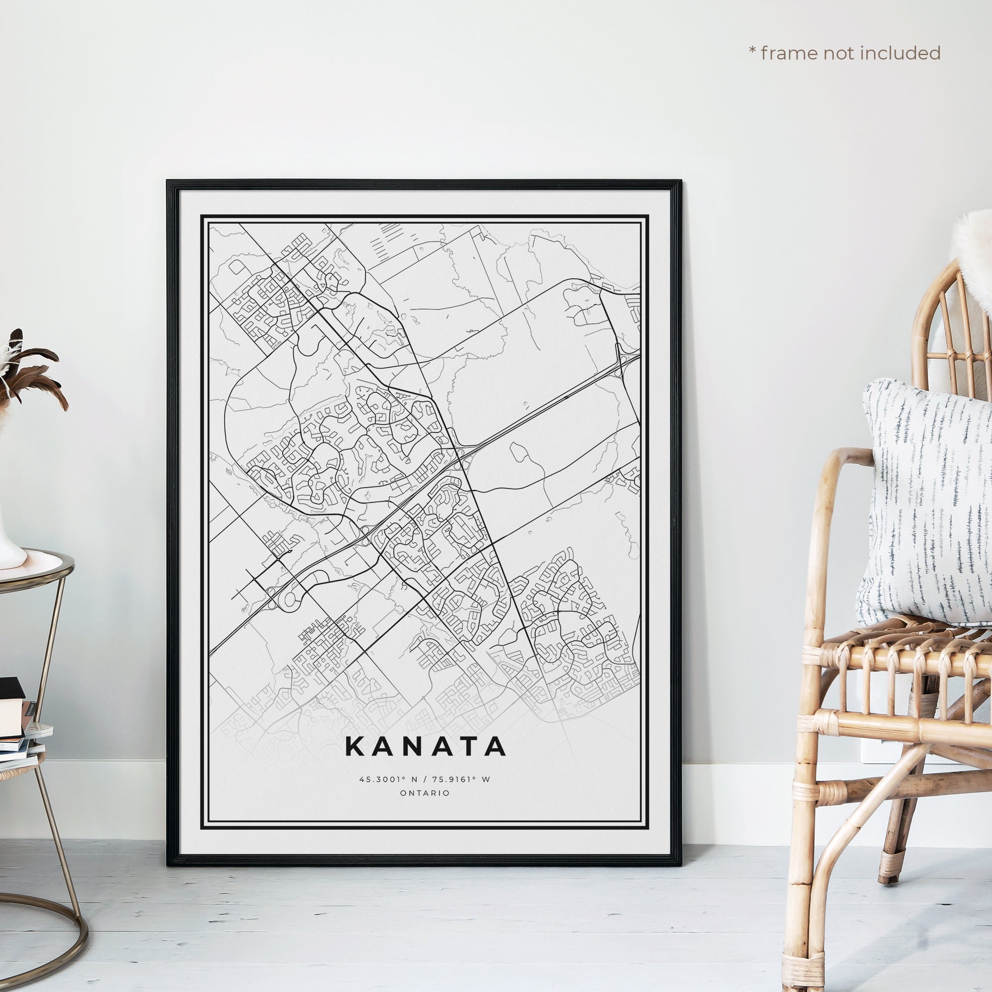 Kanata Map Print Kanata Street Map Poster Canada Modern Etsy