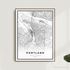 Portland Map Print, Portland Street Map Poster, Oregon, Modern Minimalist Map, Office Wall Art, Housewarming Birthday Gift | MU29