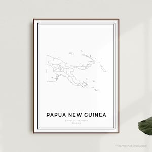 Papua-Neuguinea Karte Druck, Papua-Neuguinea Straßenkarte Poster, Ozeanien, moderne minimalistische Landkarte, Büro Wandkunst | MW607