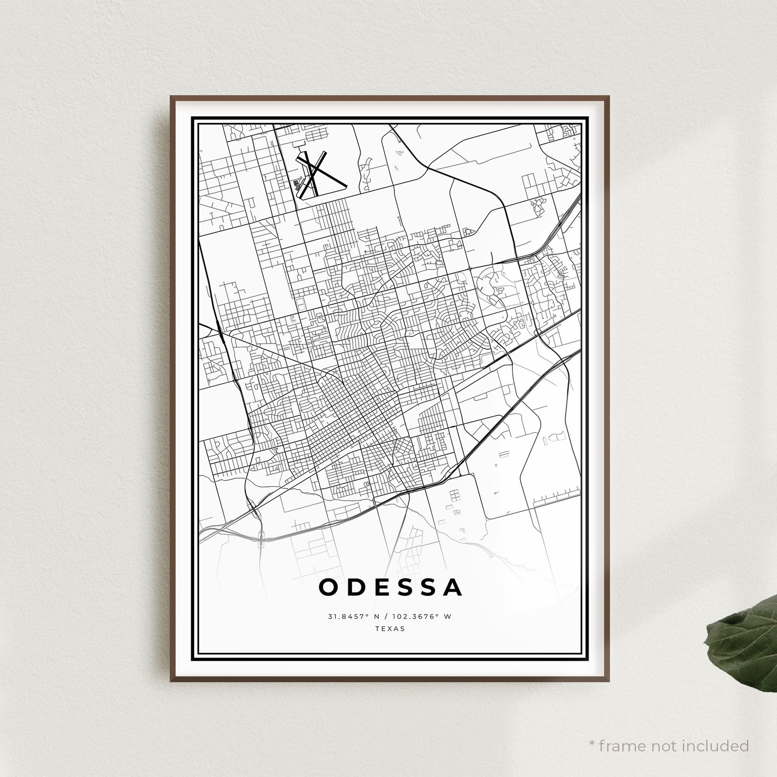 Odessa Map Print Odessa Street Map Poster Texas Modern | Etsy