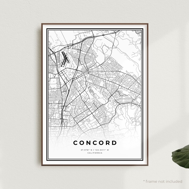 Concord Map Print Concord Street Map Poster California | Etsy