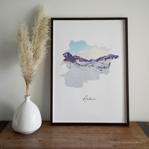 Andorra Aquarell Karte Druck, Andorra Kunst Poster, Andorra Wandkunst, Wohnkultur, Aquarell Kunstdruck, Housewarming Geburtstagsgeschenk | PWT63