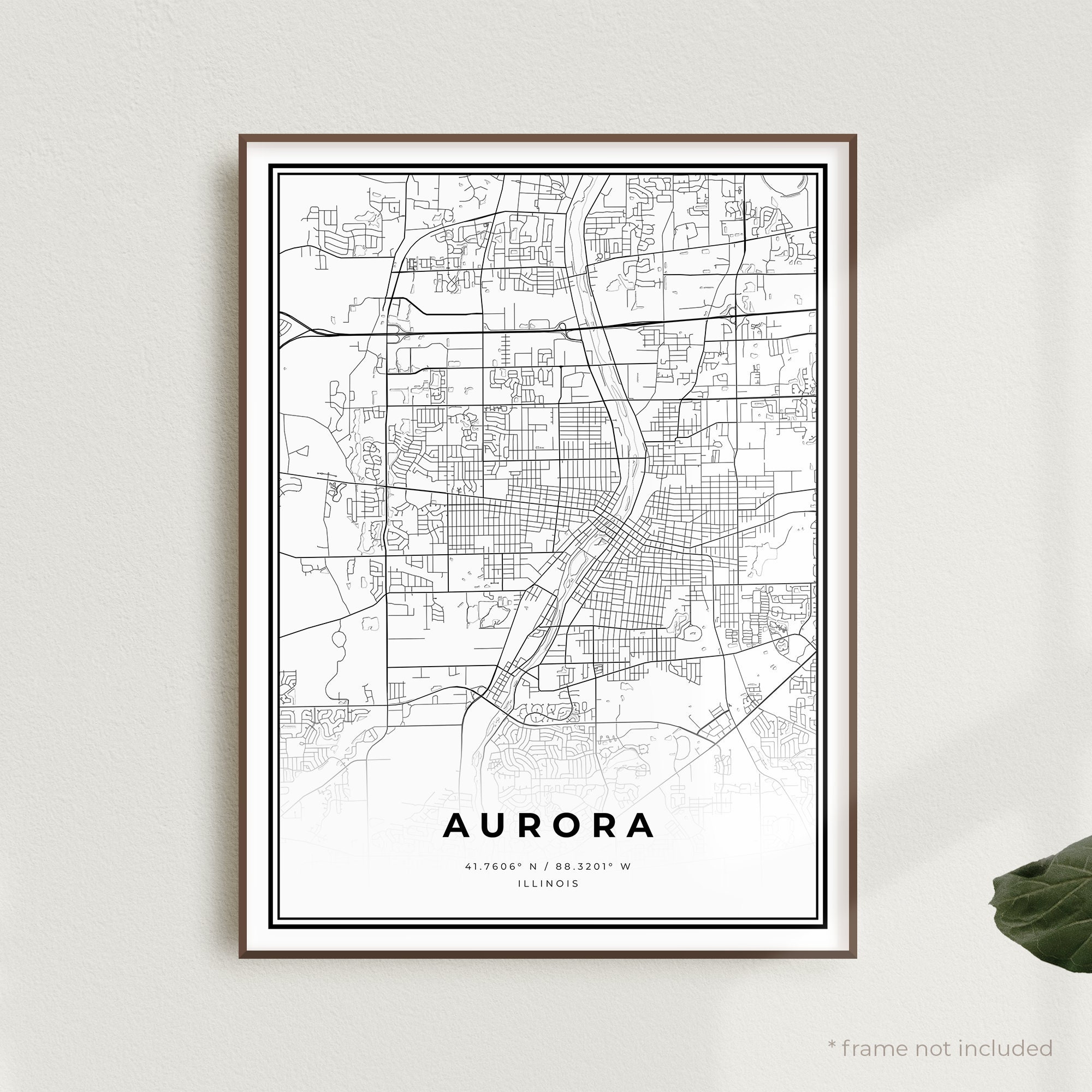 Editable Aurora Il City Map Illustrator Pdf Digital Vector Maps Images