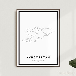 Kyrgyzstan Map Print, Kyrgyzstan Street Map Poster, Asia, Modern Minimalist Map, Office Wall Art, Housewarming Birthday Gift | MW564
