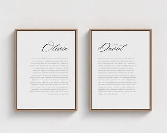Custom Matching His and Hers Wedding Vows Prints (Premium Set of 2), Personalized Wedding Anniversary Gift, Anniversary Gift, Wedding Gift