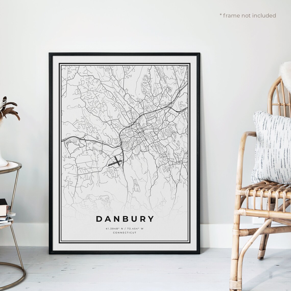 Danbury Map Print Danbury Street Map Poster Connecticut | Etsy