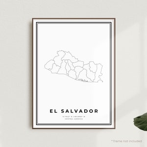 El Salvador Map Print, El Salvador Map Poster, Central America, Modern Minimalist Map, Office Wall Art, Housewarming Birthday Gift | MW594