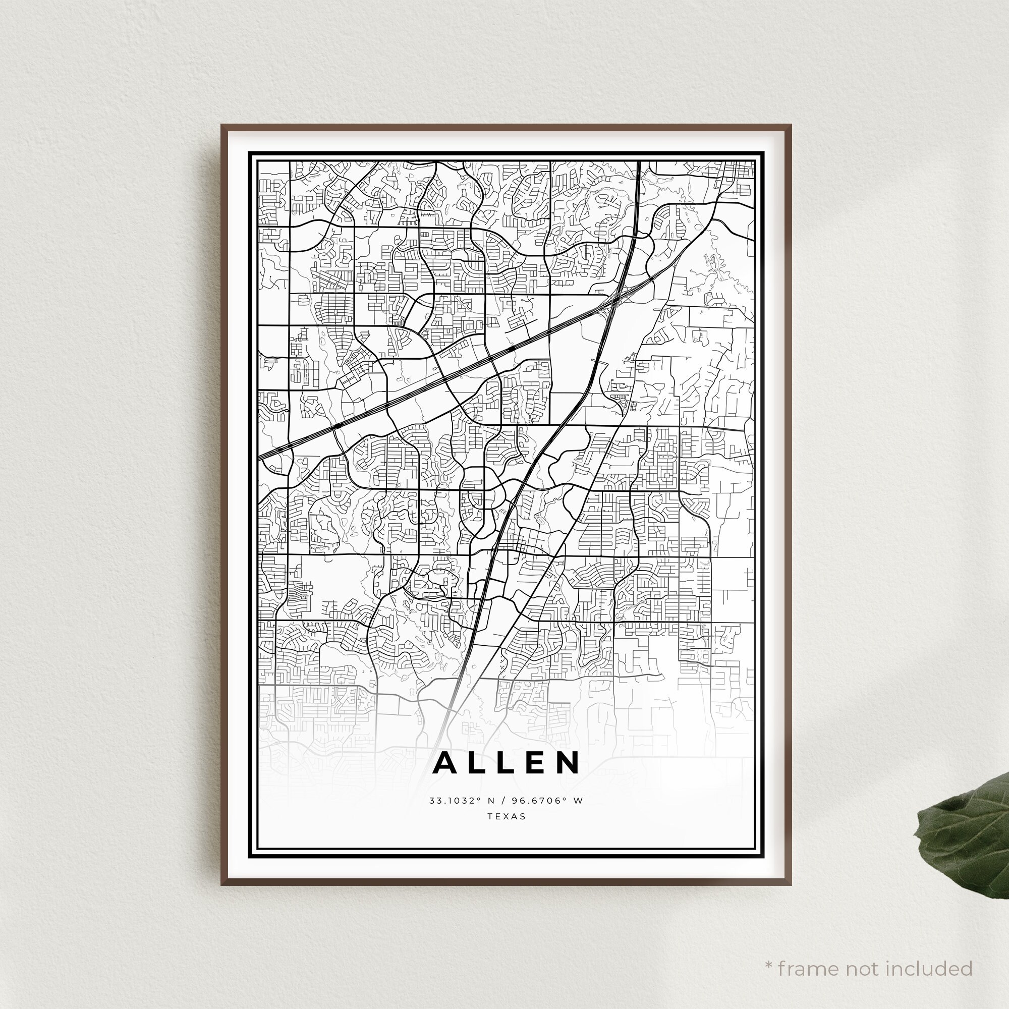 Allen Map Print Allen Street Map Poster Texas Modern | Etsy