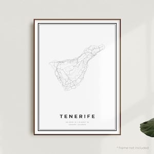 Kanarische Inseln Karte, gedruckte Kanarische Karte, Kanarische Straßenkarte, moderne minimalistische Karte, Bürowandkunst, Einweihungsparty Geburtstagsgeschenk | MW545