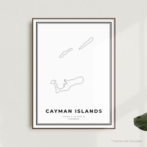 Kaimaninseln Karte Druck, Kaimaninseln Straßenkarte Poster, Karibik, moderne minimalistische Karte, Wandkunst, Einweihungsparty Geburtstagsgeschenk | MW672