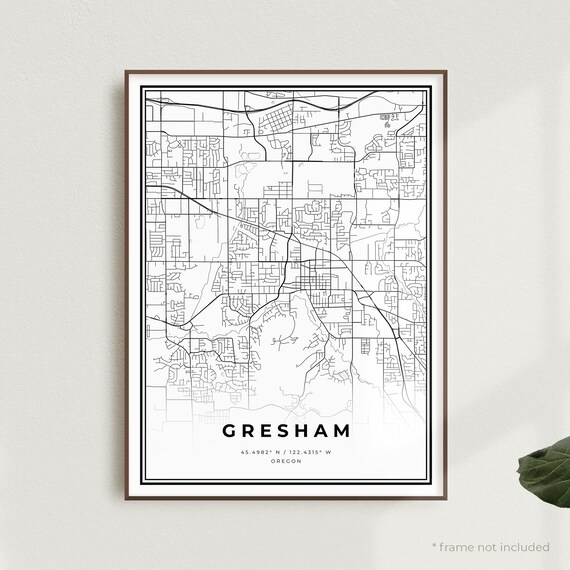 Gresham Map Print Gresham Street Map Poster Oregon Modern Etsy