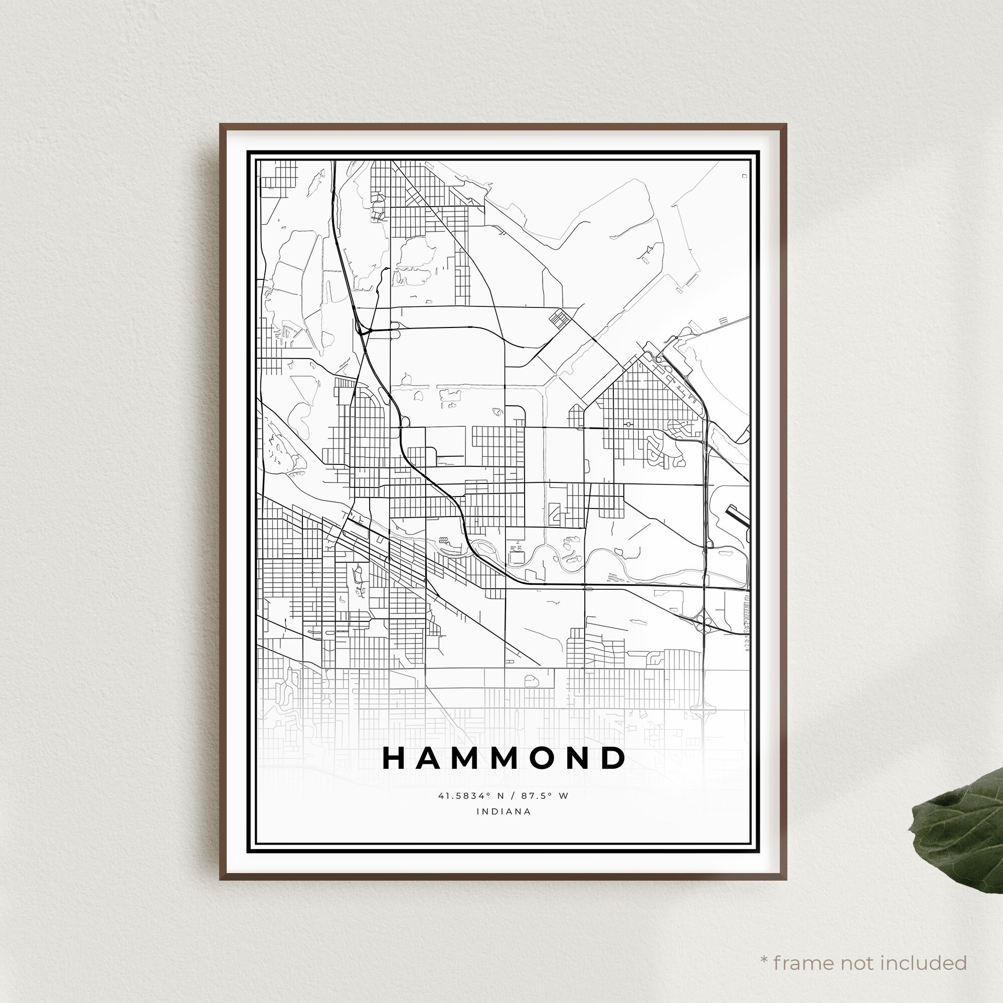 Hammond Map Print Hammond Street Map Poster Indiana Modern Etsy