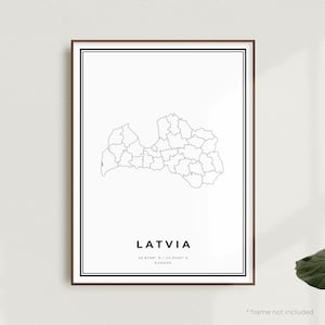 Kaart afdrukken Letland, poster stratenplan Letland, Europa, moderne minimalistische kaart, kunst aan de muur kantoor, housewarming verjaardagscadeau | MW636