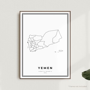 Wydruk mapy Jemenu, plakat z mapą ulic Jemenu, Azja, nowoczesna minimalistyczna mapa, sztuka ścienna do biura, prezent urodzinowy na parapetówkę | MW586