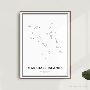 Marshall Islands Map Print, Marshall Islands Street Map Poster, Oceania, Modern Minimalist Map, Office Wall Art | MW601