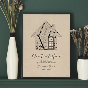 Personalized Home Map, Custom Housewarming Gift, First Home Gift for ...