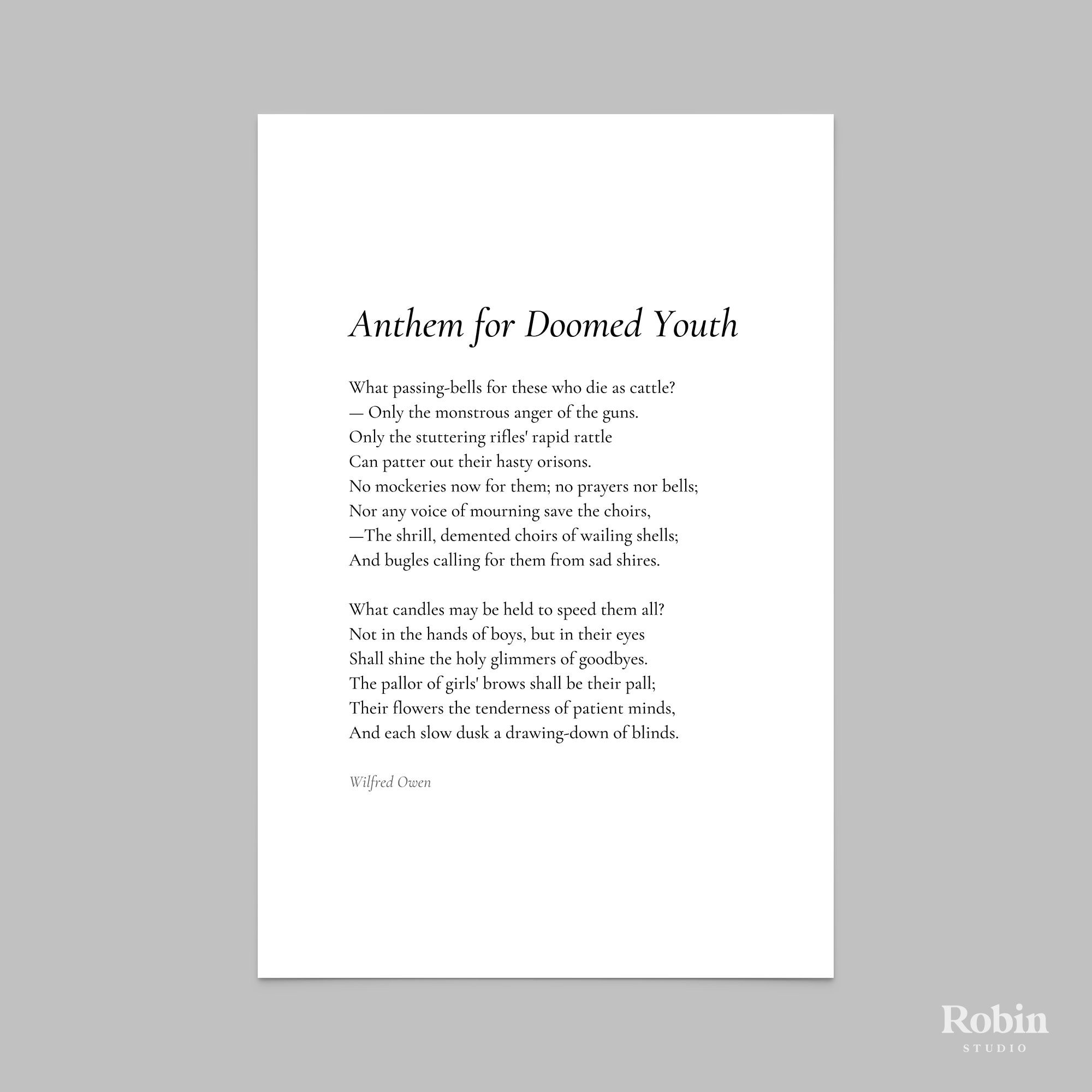 Anthem For Doomed Youth - Anthem For Doomed Youth Poem by Wilfred Owen