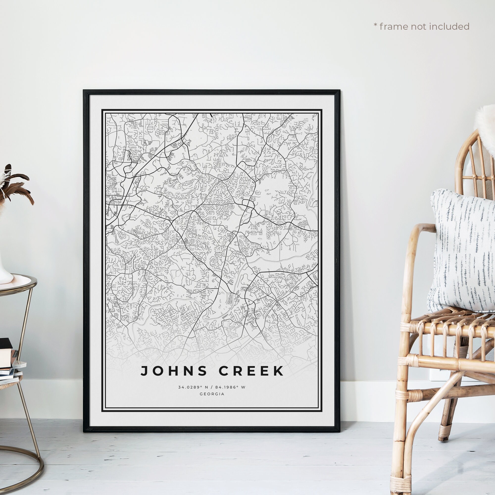 Johns Creek Map Print Johns Creek Street Map Poster Georgia | Etsy