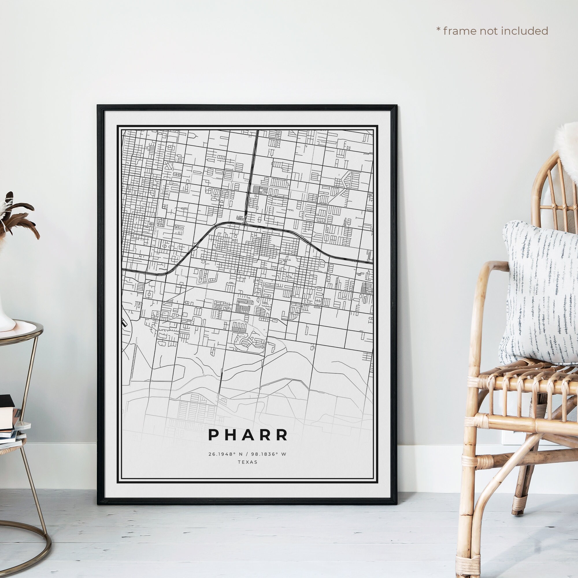 Pharr Map Print Pharr Street Map Poster Texas Modern Etsy