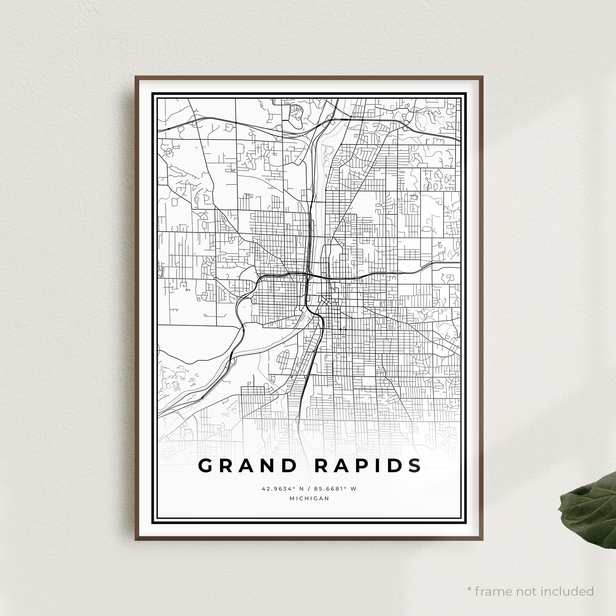 Grand Rapids Map Print Grand Rapids Street Map Poster Etsy