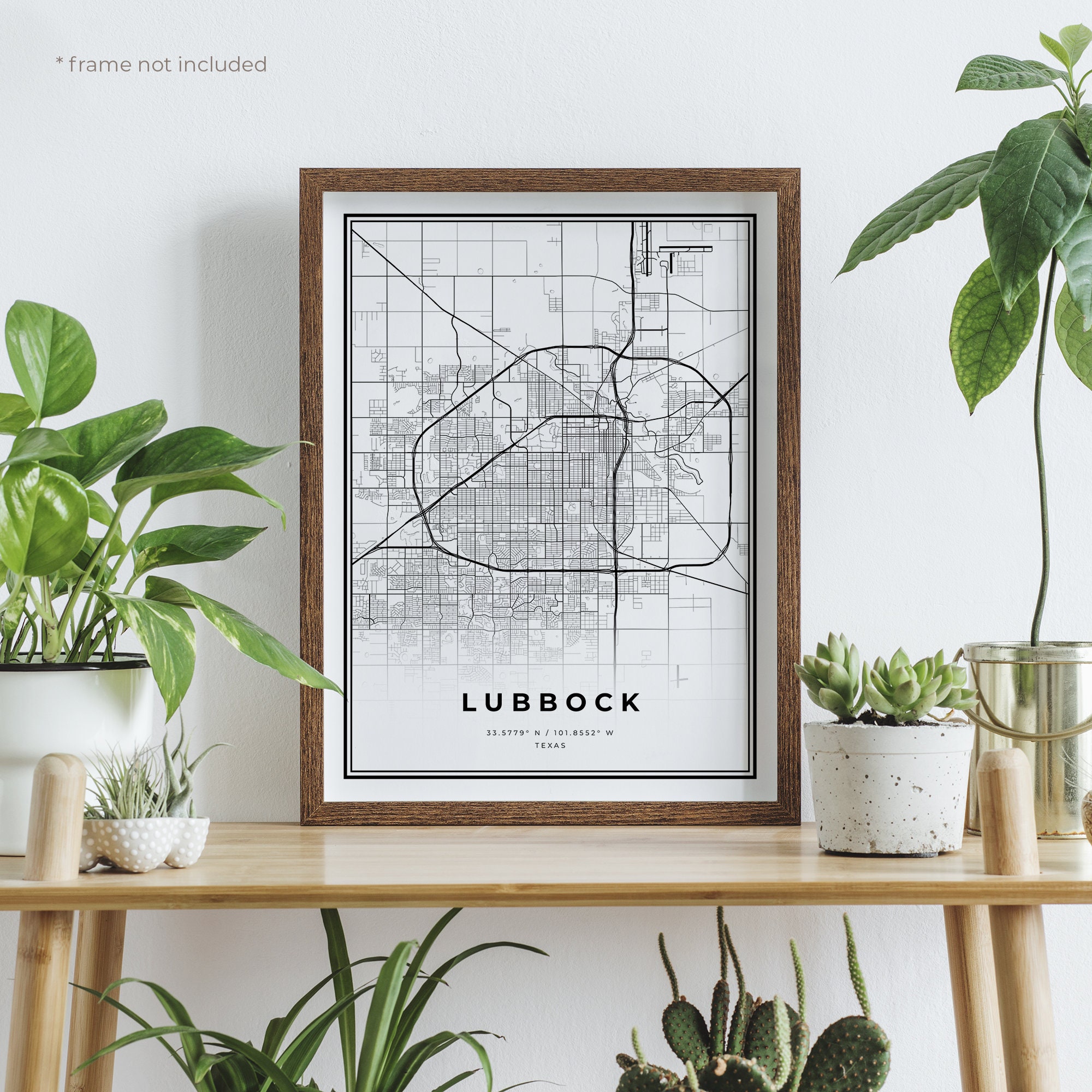 Lubbock Map Print Lubbock Street Map Poster Texas Modern Etsy