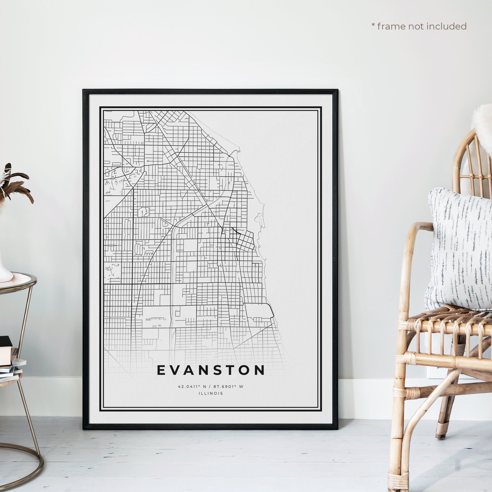 Evanston Map Print Evanston Street Map Poster Illinois | Etsy