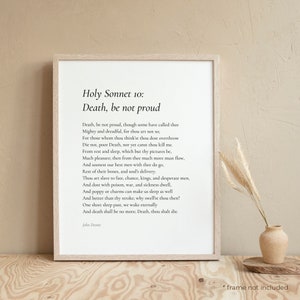 Holy Sonnet 10 Death di John Donne Poesia Stampa - Stampa di poesia regalo, Poster di letteratura, Arte murale di poesia, Poster di poesia, Stampa di arredamento per la casa / PE49