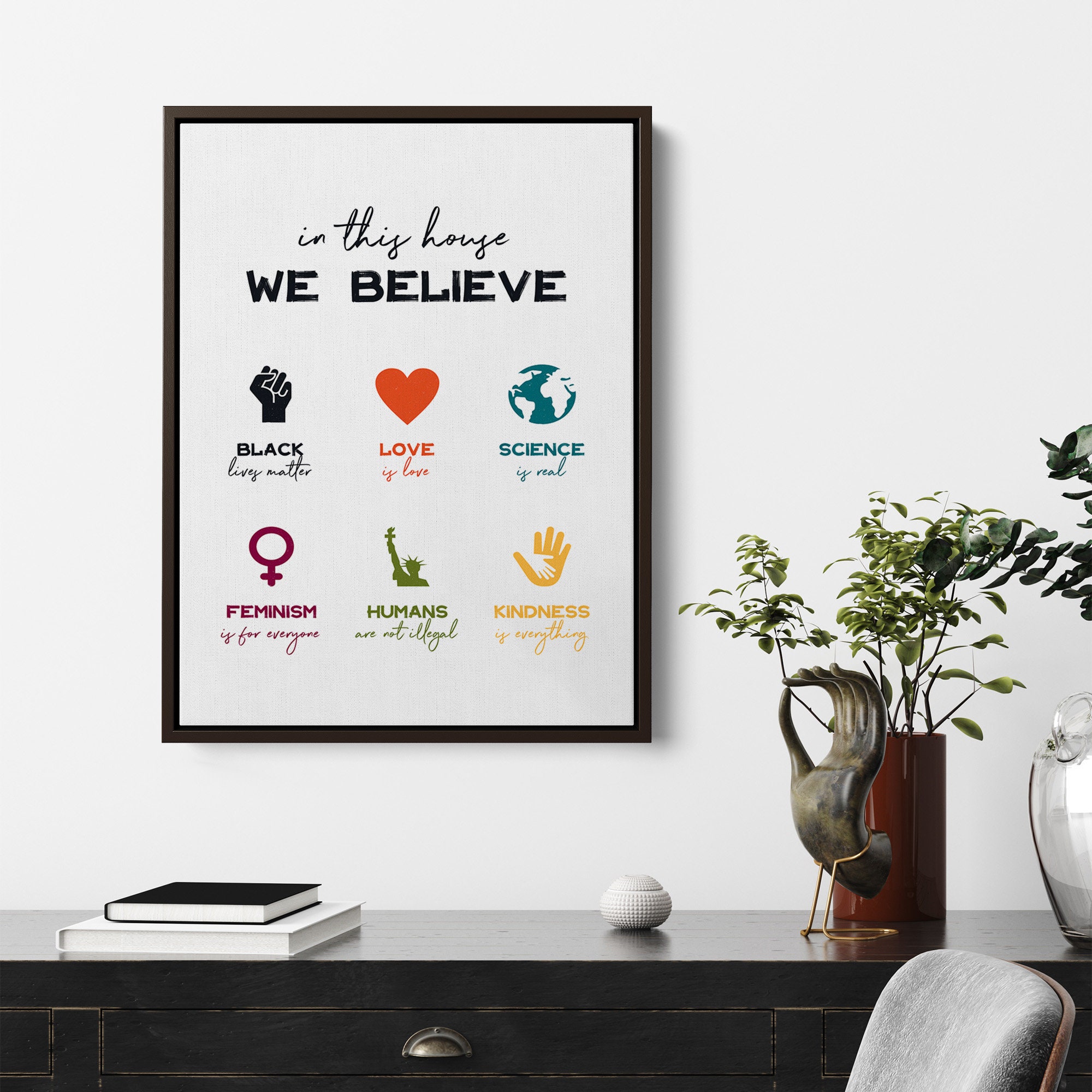 In This House We Believe Framed Poster Premium Framed Canvas Etsy