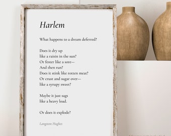 Harlem by Langston Hughes Poem Print - Poetry Print Gift, Literaty Poster, Poem Wall Art, Poem Poster, Home Decor Print | PE101