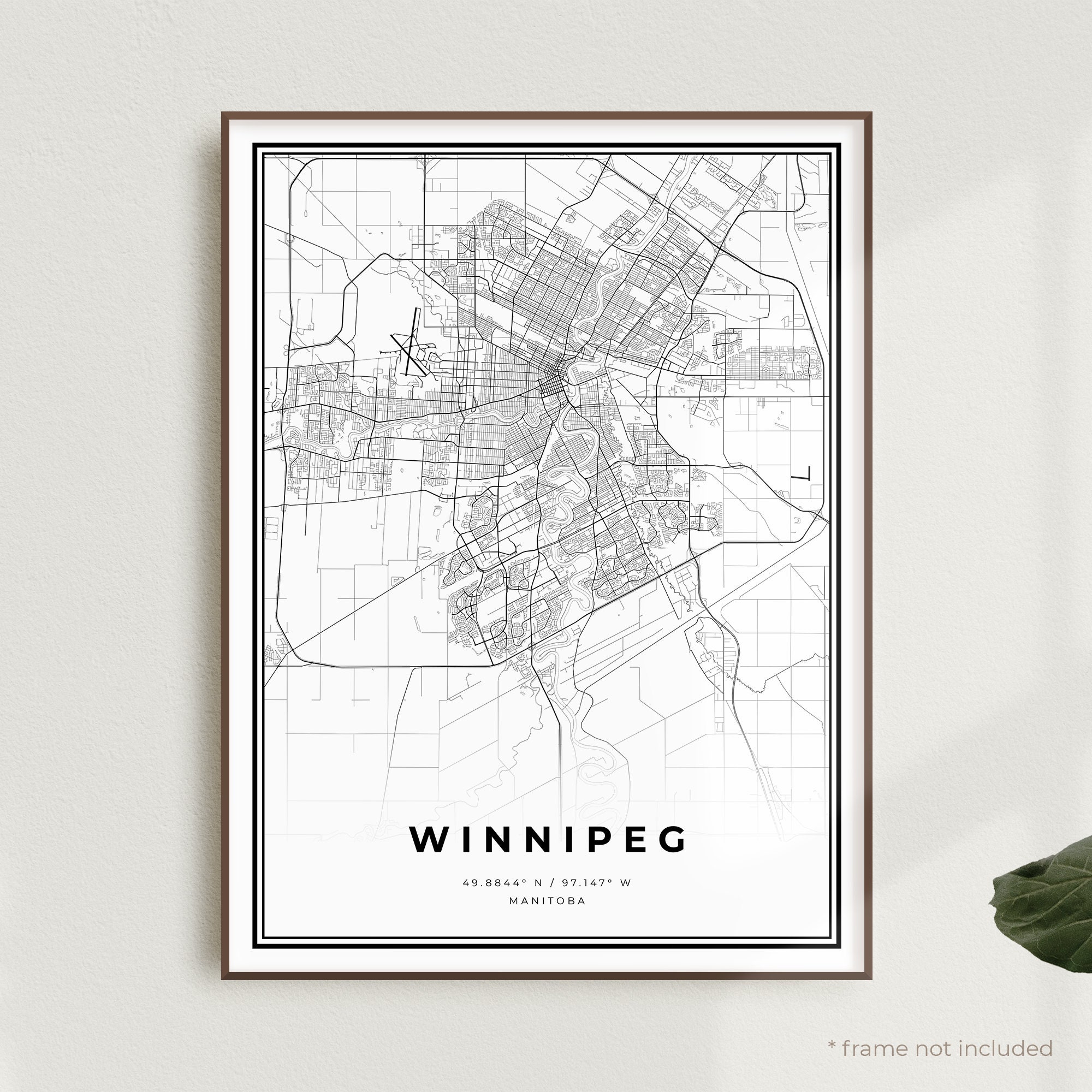 Winnipeg Map Print Winnipeg Street Map Poster Canada Modern Etsy