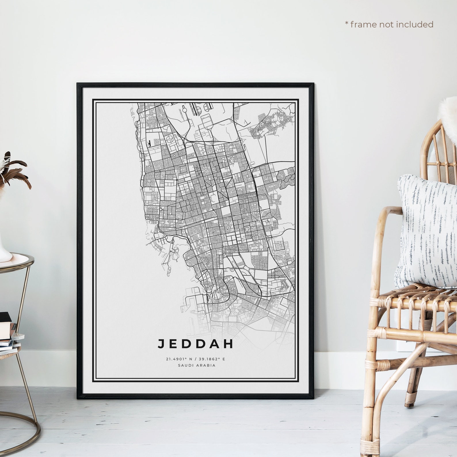 Jeddah Map Print Jeddah Street Map Postersaudi Arabia Etsy