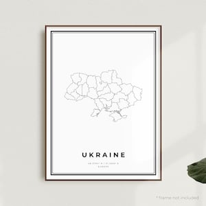 Ukraine Map Print, Ukraine Street Map Poster, Europe, Modern Minimalist Map, Office Wall Art, Housewarming Birthday Gift | MW658
