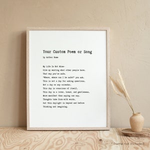 Custom Poem Print, Custom Song Lyrics Print, Personalized Poem, Personalized Song Lyrics, Poem Print Gift, Song Lyrics Print Gift | CU06