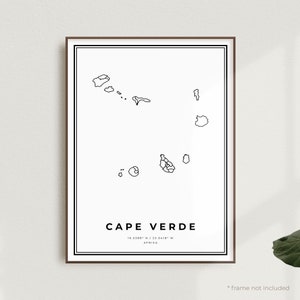 Impresión de mapa de Cabo Verde, póster de mapa callejero de Cabo Verde, África, mapa minimalista moderno, arte de pared de oficina, regalo de cumpleaños de inauguración de la casa / MW510