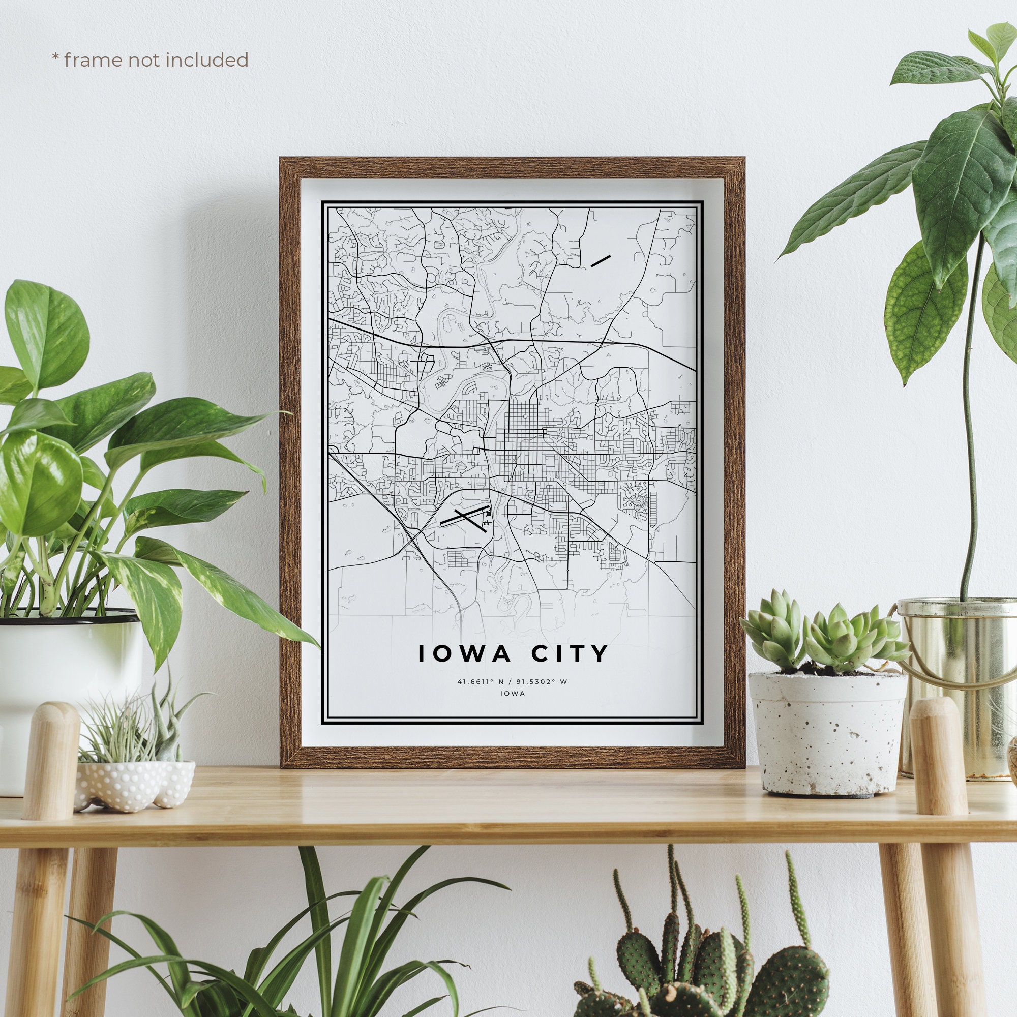 Iowa City Map Print Iowa City Street Map Poster Iowa Modern - Etsy