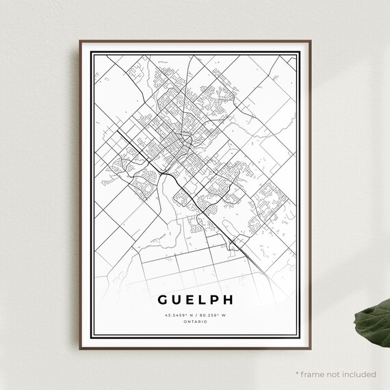 Guelph Map Print Guelph Street Map Poster Canada Modern Etsy