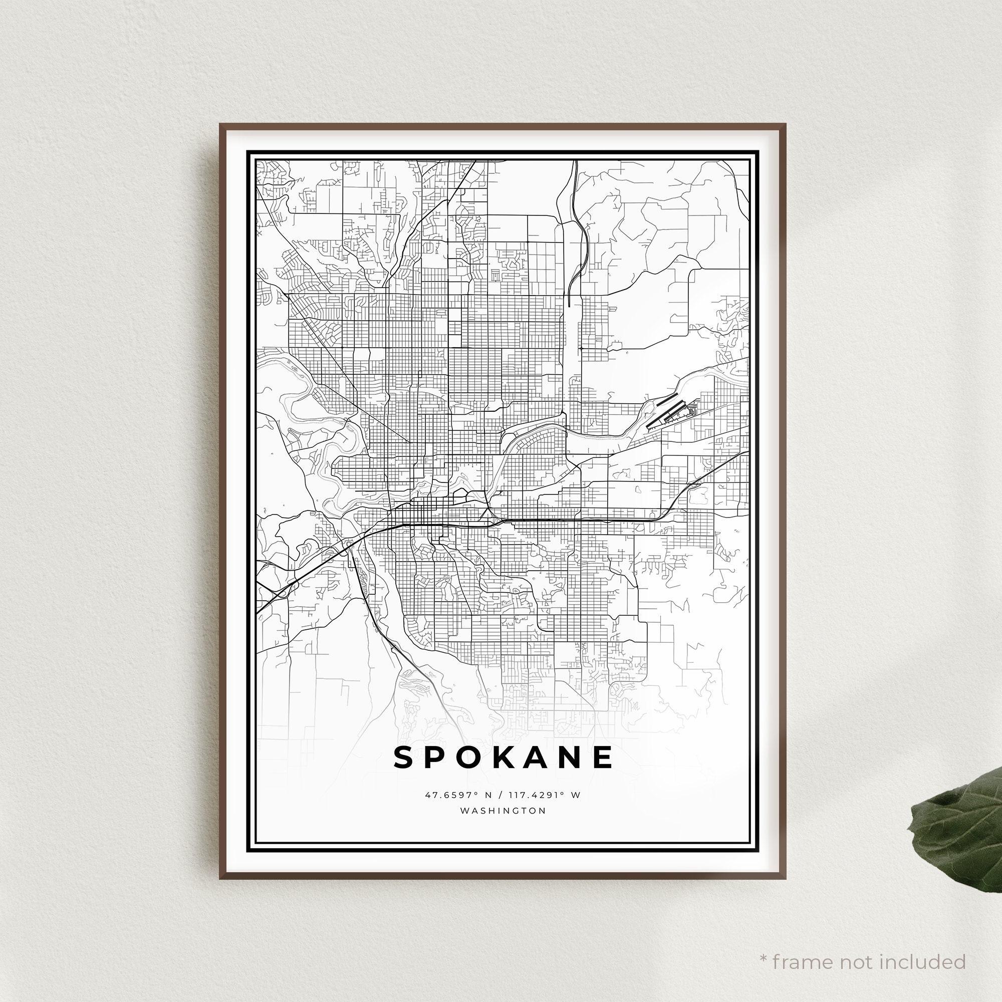 Spokane Map Print Spokane Street Map Poster Washington Etsy