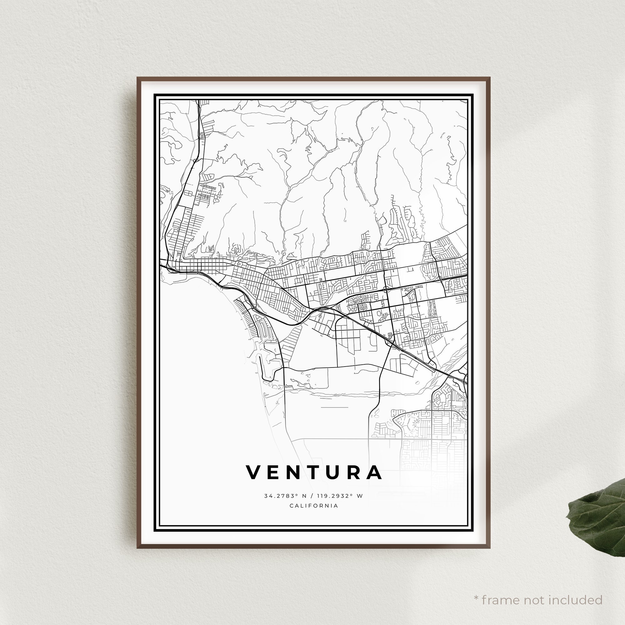 Ventura Map Print Ventura Street Map Poster California Etsy