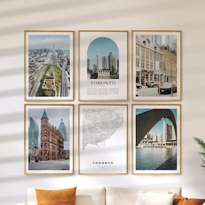 Arte mural de galería de Toronto / Juego de 6 láminas coloridas, fotos de viajes a Canadá, colección de pósteres de Norteamérica