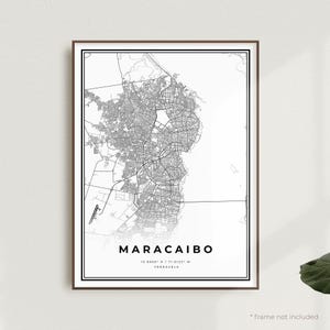 Maracaibo Mapa Wydruk, Maracaibo Mapa Ulic Plakat, Wenezuela, Nowoczesna Minimalistyczna Mapa, Sztuka Ścienna Do Biura, Prezent Urodzinowy Na Parapetówkę | MW339