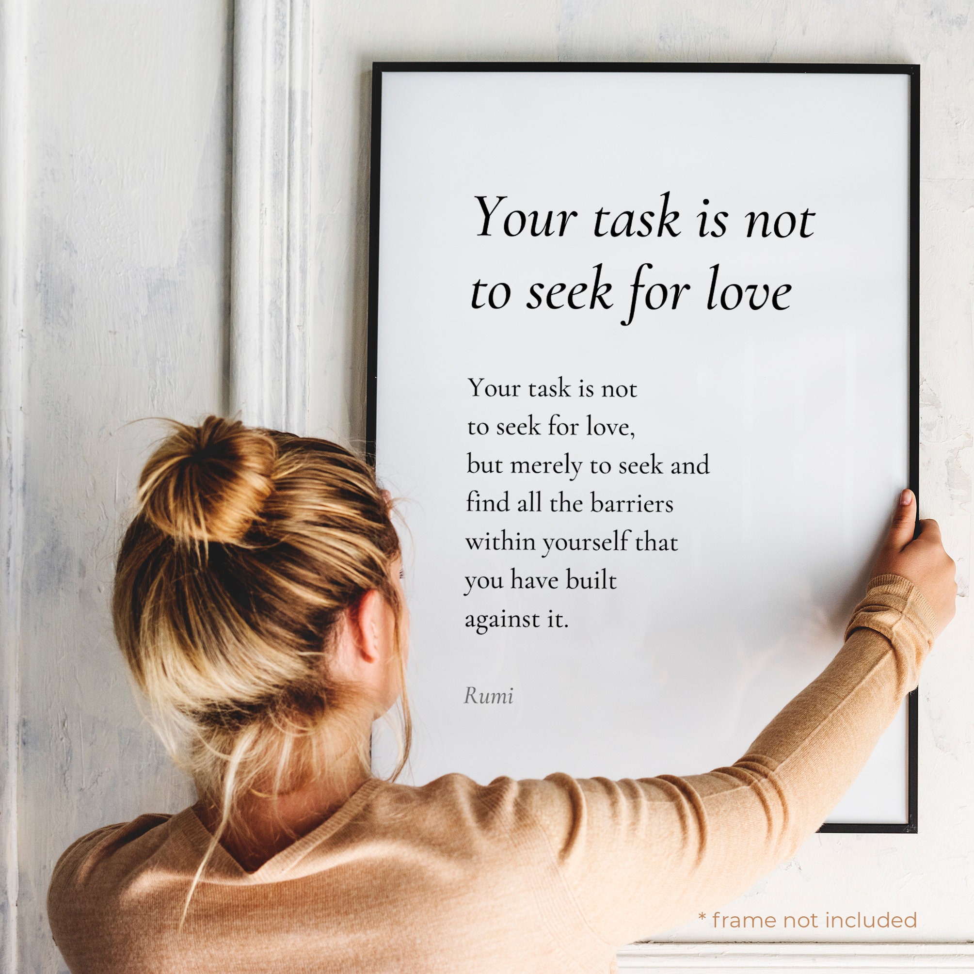 Your Task is Not to Seek by Rumi Poem Print Poetry Print Etsy UK