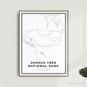 Joshua Tree National Park kaart afdrukken, Verenigde Staten, moderne minimalistische kaart, Office Wall Art, housewarming verjaardagscadeau | MU618