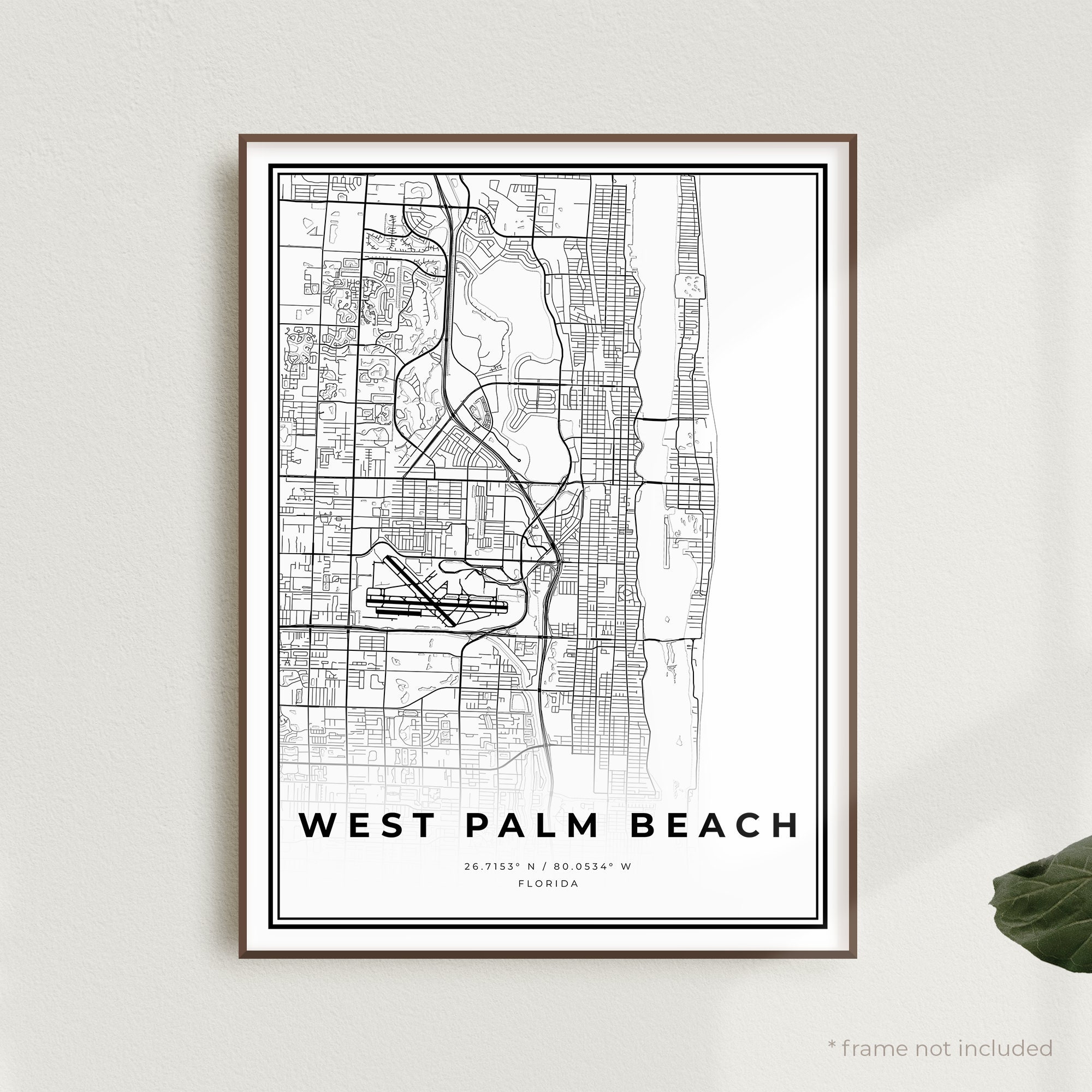 West Palm Beach Map Print West Palm Beach Street Map | Etsy