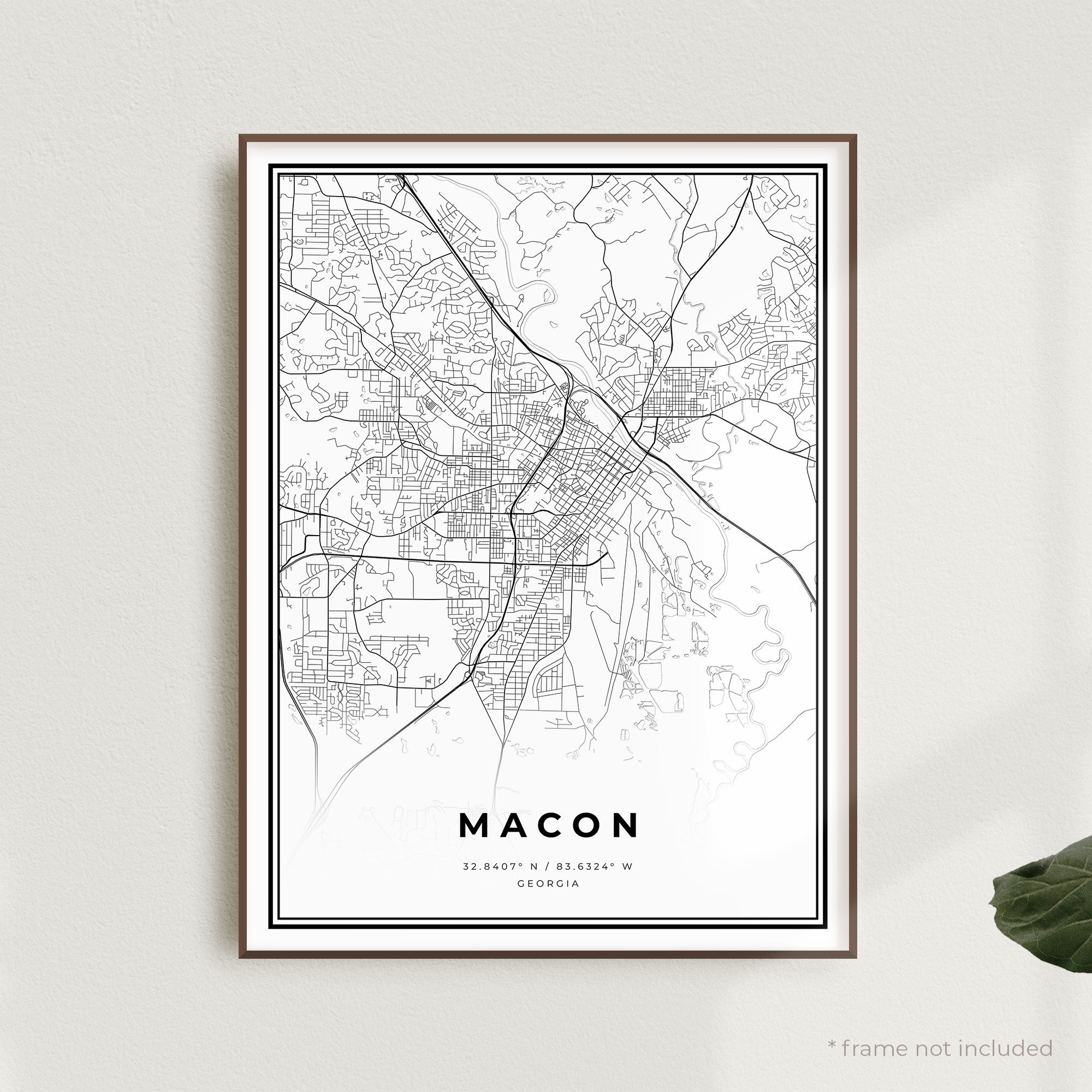 Macon Map Print Macon Street Map Poster Georgia Modern | Etsy